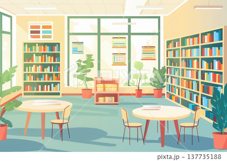 明るい図書館のインテリア 137735188