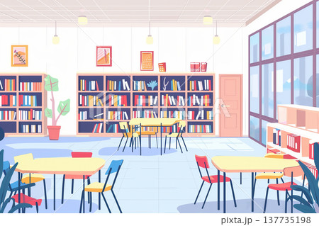 明るい図書館の風景 137735198