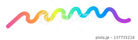 Colorful rainbow wave line isolated on white. Abstract vibrant gradient squiggly shape for creative design. Modern minimalist vector element with smooth curves and bright colors Colorful rainbow wave line isolated on white. Abstract vibrant gradient squiggly shape for creative design. Modern minimalist vector element with smooth curves and bright colors 137735218
