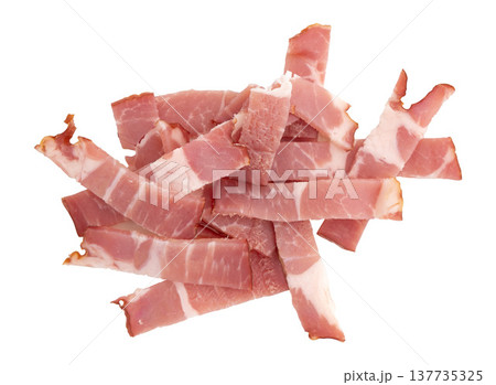 slices of pork neck cured isolated slices of pork neck cured isolated 137735325