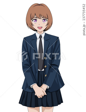 制服を着た茶色い髪の女子高生 137735452