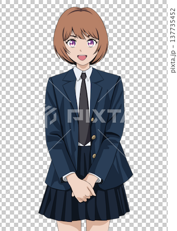 制服を着た茶色い髪の女子高生 137735452