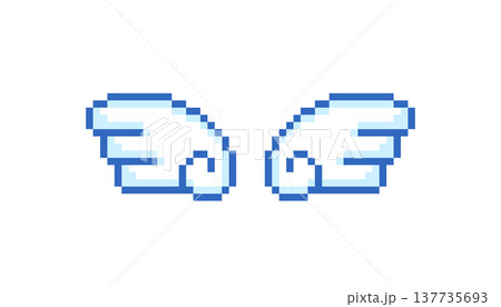ドット絵 シンプルでかわいい羽根 天使の翼 装飾イラスト ピクセルアート ドット絵 シンプルでかわいい羽根 天使の翼 装飾イラスト ピクセルアート 137735693