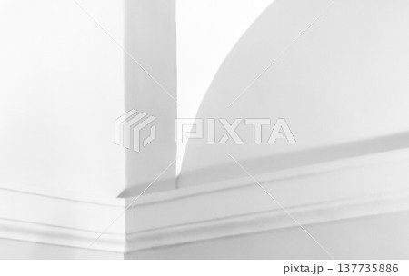 Elegant minimal interior design showcasing a tranquil white wall 137735886