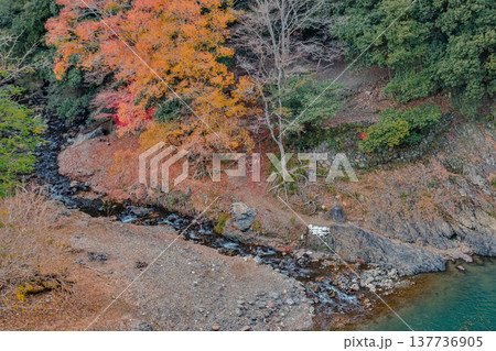 Scenic View of Hozukyo Gorge in Kyoto Japan Scenic View of Hozukyo Gorge in Kyoto Japan 137736905
