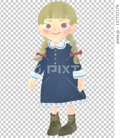 辮子女孩插畫 辮子女孩插畫 137737178