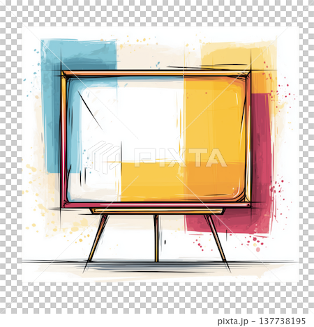 Clipart Centered Watercolor Whiteboard Illustration in Pastel Tones for Educational Use 137738195