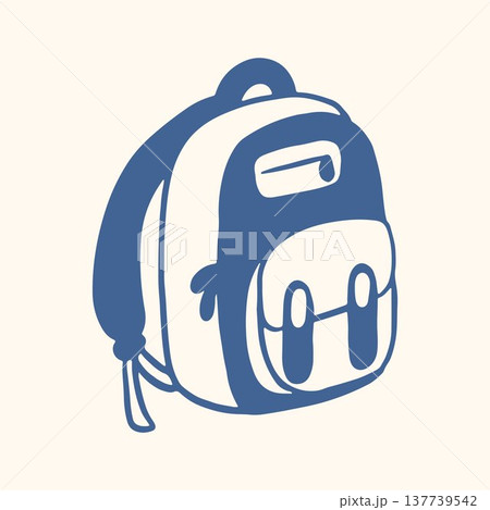 Flat style illustration of a school backpack icon. Simple outline bag isolated on light background for education design, student supplies branding, stationery logo or back to school theme. Flat style illustration of a school backpack icon. Simple outline bag isolated on light background for education design, student supplies branding, stationery logo or back to school theme. 137739542