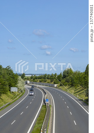 Vehicles driving on D6 highway near Hostivice, Czechia Vehicles driving on D6 highway near Hostivice, Czechia 137740881