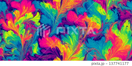 Neon suminagashi marbling abstract liquid art background. Vibrant suminagashi marbling creating a colorful liquid abstract background with neon hues Neon suminagashi marbling abstract liquid art background. Vibrant suminagashi marbling creating a colorful liquid abstract background with neon hues 137741177