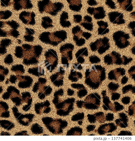 Seamless leopard print pattern creating wild fur texture background. Leopard fur texture pattern providing an exotic and fashionable animal print background 137741406