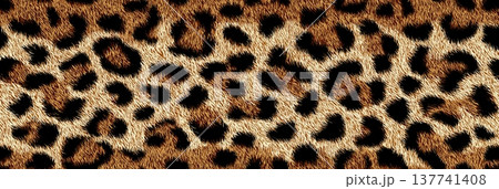 Seamless leopard print pattern creating wild fur texture background. Leopard fur texture pattern providing an exotic and fashionable animal print background 137741408