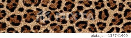 Seamless leopard print pattern creating wild fur texture background. Leopard fur texture pattern providing an exotic and fashionable animal print background 137741409