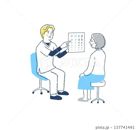眼の検査をしている眼科検査士と女性患者 眼の検査をしている眼科検査士と女性患者 137741491