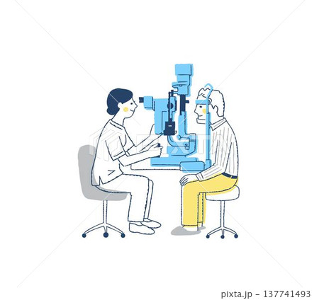 スリットランプで眼の検査をする医者と男性患者 137741493