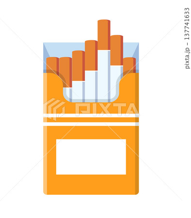 Cigarettes pack in flat style. Cigarettes box. Vintage cigarettes pack. Cigarettes pack icon. Smoke problem. No smoking. Vector illustration Cigarettes pack in flat style. Cigarettes box. Vintage cigarettes pack. Cigarettes pack icon. Smoke problem. No smoking. Vector illustration 137741633