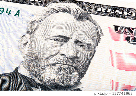 President Ulysses S. Grant from fifty dollar bill. Stacked photo President Ulysses S. Grant from fifty dollar bill. Stacked photo 137741965