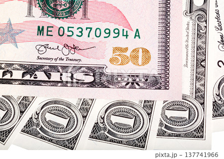 Photo of fifty U.S. dollar bill. 137741966