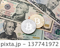 Dollar cash background, banknote and golden and silver cruptycur 137741972