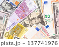 Background made from euro and dollar banknotes. 137741976