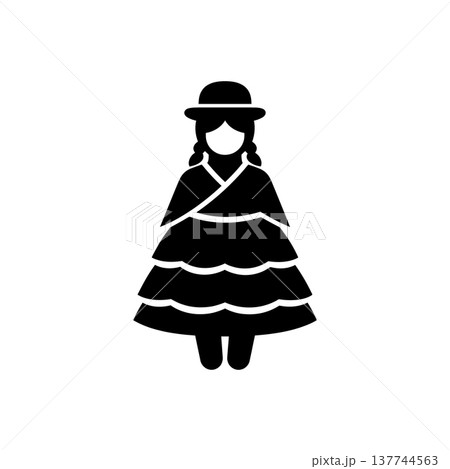 Bolivian Cholita Traditional Outfit Icon 137744563