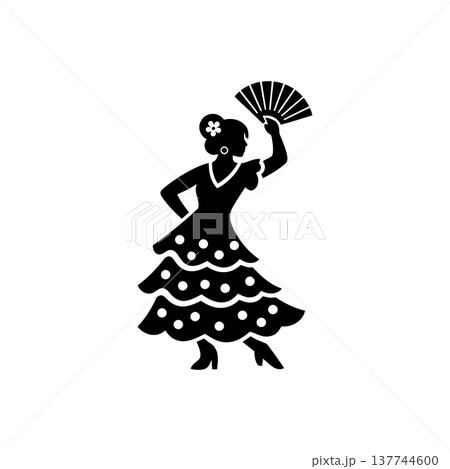 Spanish Flamenco Dancer Traje Icon 137744600