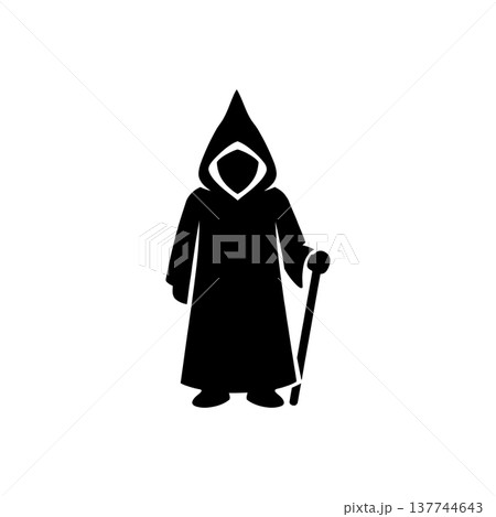 Medieval Monk Hooded Robe Icon 137744643