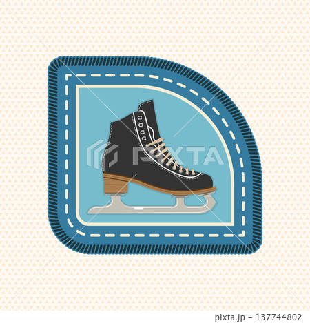 Scout badge with ice skating. Vector. Merit patch, sticker for camping outdoor and academic activities 137744802