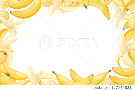 Vector frame featuring an image of banana and its slices 137744821