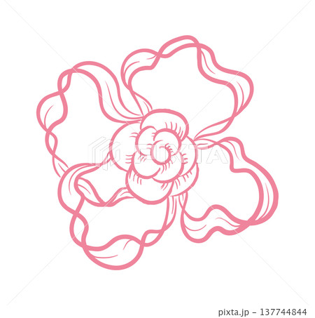 Flower Linework Outline Botanical Flower Linework Outline Botanical 137744844