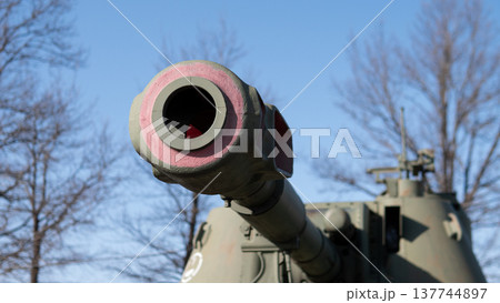 Historic Vehicle Amidst Winter Landscape. Outdoor Museum Showcasing Armored Vehicle During Winter. Museum Outdoor Installation Of Tank With Winter Trees And Subdued Sky Atmosphere Historic Vehicle Amidst Winter Landscape. Outdoor Museum Showcasing Armored Vehicle During Winter. Museum Outdoor Installation Of Tank With Winter Trees And Subdued Sky Atmosphere 137744897
