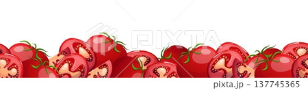 Vector seamless border with tomatoes 137745365