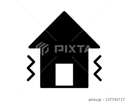 地震アイコン　シンプル　黒 137745717