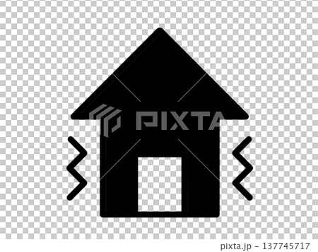 地震アイコン　シンプル　黒 137745717