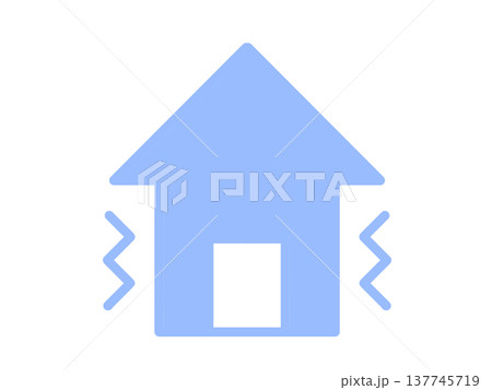 地震アイコン　シンプル　ブルー 137745719