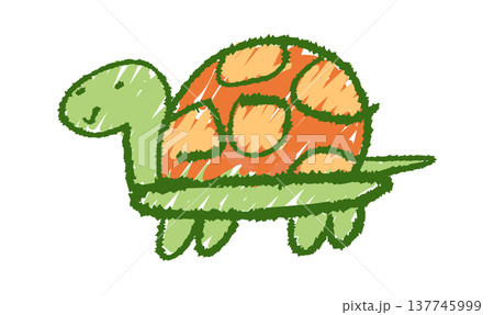 Hand drawn colorful chalk turtle Hand drawn colorful chalk turtle 137745999