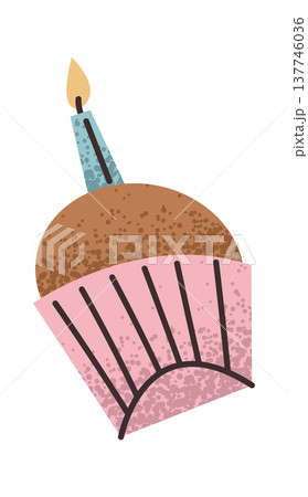 Cupcake with candle birthday dessert Cupcake with candle birthday dessert 137746036
