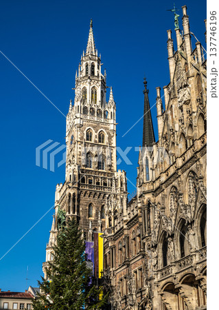 The New Town Hall at Marienplatz in Munich, Bavaria, Germany The New Town Hall at Marienplatz in Munich, Bavaria, Germany 137746196