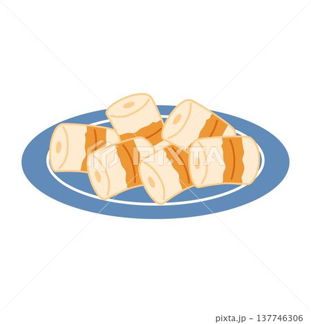 chikuwa japanese fish cake, traditional japanese food illustration 137746306