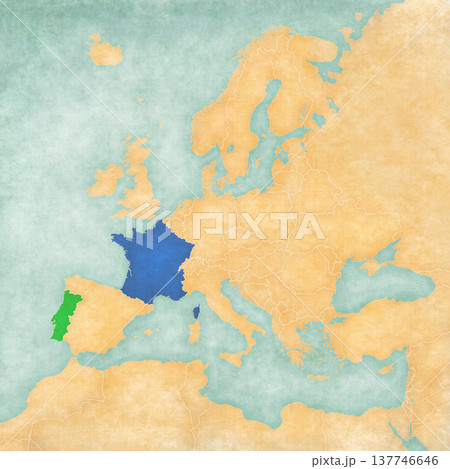 Map of Europe - France and Portugal 137746646