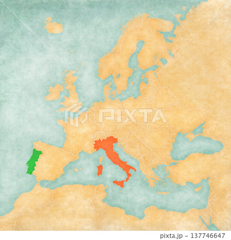 Map of Europe - Italy and Portugal 137746647