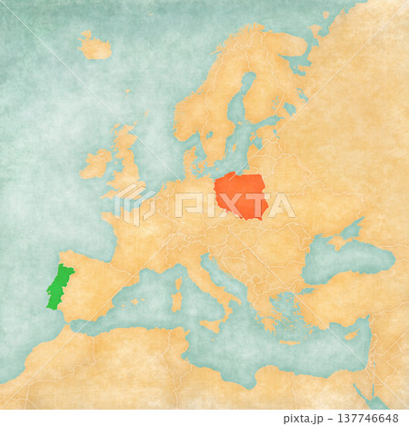 Map of Europe - Poland and Portugal 137746648