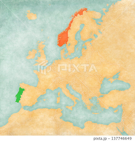 Map of Europe - Norway and Portugal 137746649