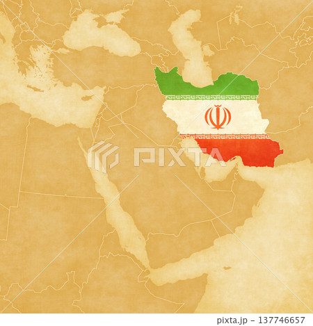 Ocher map of Middle East - Iran 137746657