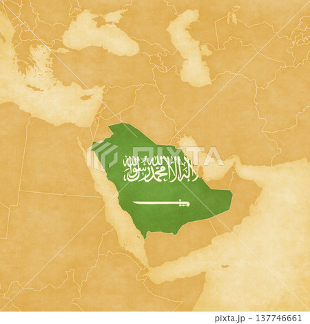 Ocher map of Middle East - Saudi Arabia 137746661