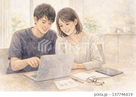 戦略的パートナーシップとしての夫婦(成果を見つめる笑顔) 戦略的パートナーシップとしての夫婦(成果を見つめる笑顔) 137746819