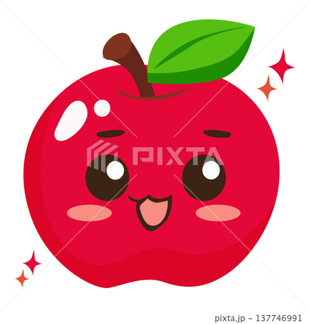 kawaii apple fruit flat style 137746991