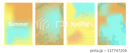 Summer set poster Abstract colorful gradient and floral element mesh background. Design social media posts, landing pages, and apps. Vector illustration. Summer set poster Abstract colorful gradient and floral element mesh background. Design social media posts, landing pages, and apps. Vector illustration. 137747208