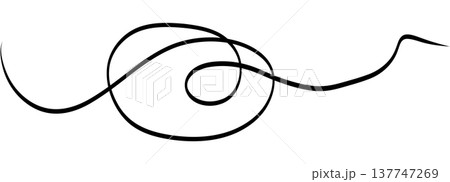 Abstract tangled cable squiggle forming loose ball of lines. Thin black thread loops and overlaps for dynamic chaos 137747269