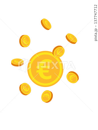 Falling or flying gold euro coins stock illustration 137747712